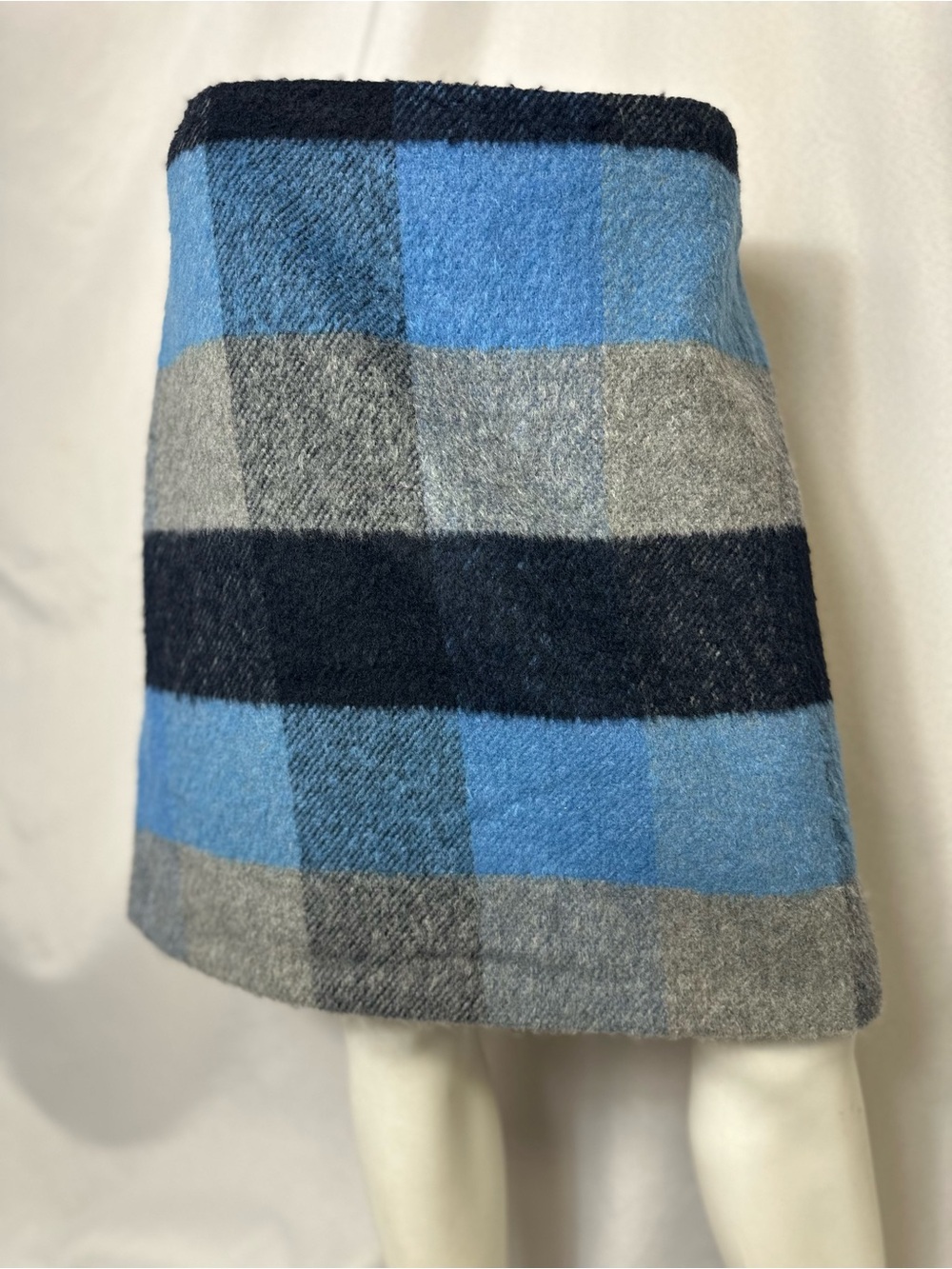 George Blue and Gray Plaid Mini Skirt